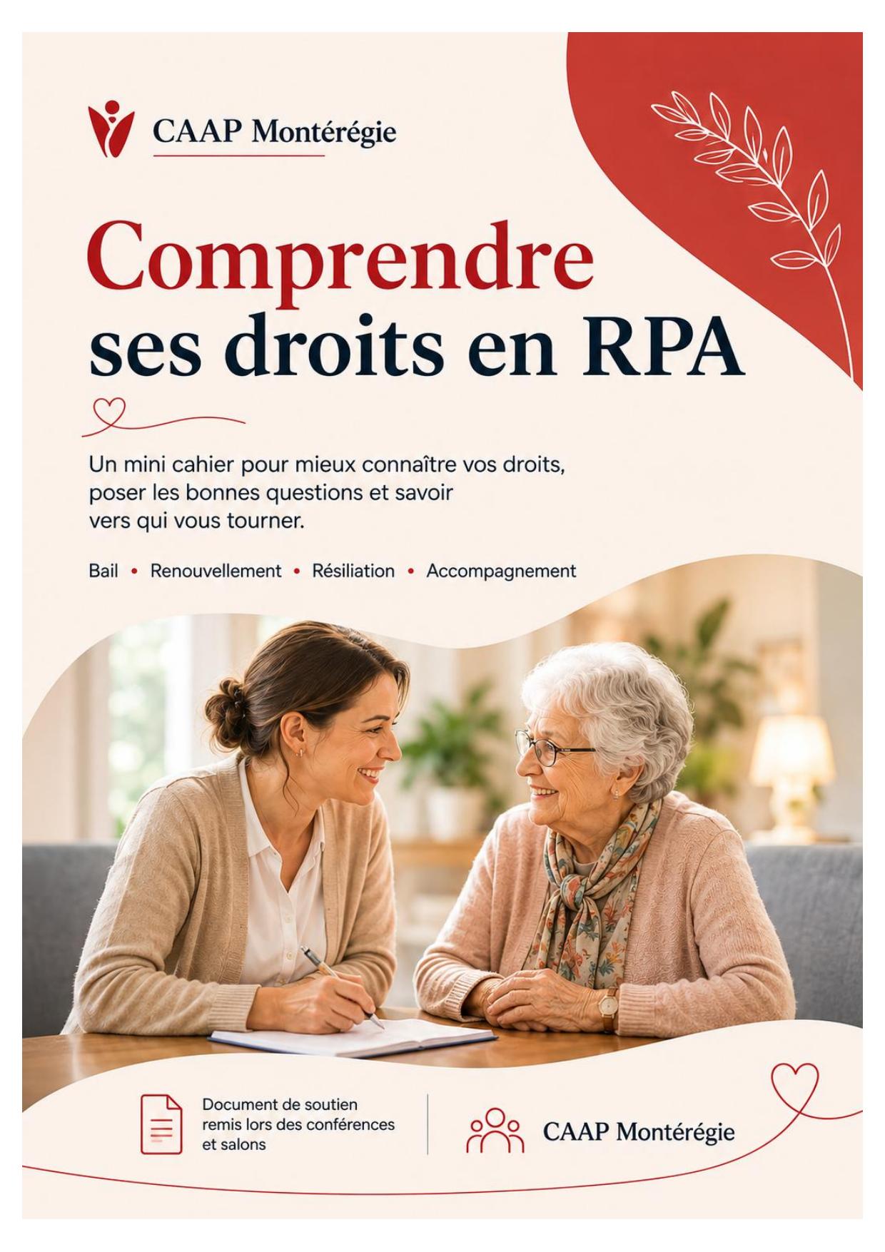 Couverture — Comprendre ses droits en RPA — mini cahier