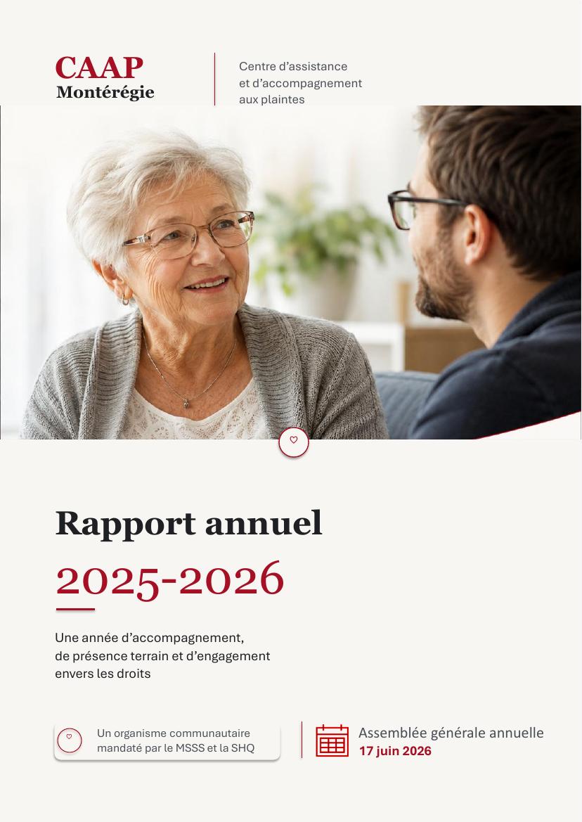 Page couverture du Rapport général du CAAP Montérégie – 17 juin 2026