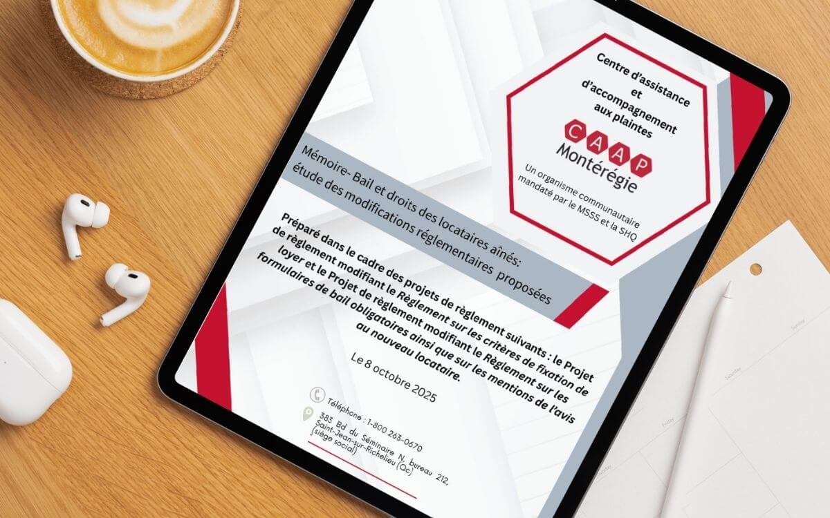 Mémoire CAAP Montérégie sur le bail et droits des locataires aînés: étude des modifications réglementaires proposées